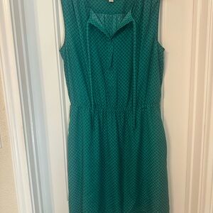 LOFT Green Buttoned Peplum Midi Dress